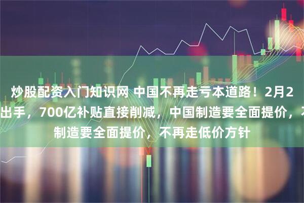 炒股配资入门知识网 中国不再走亏本道路！2月23日，国家突然出手，700亿补贴直接削减，中国制造要全面提价，不再走低价方针